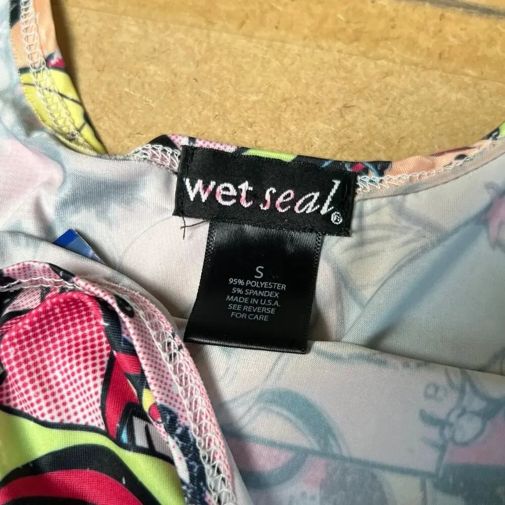 Vintage Y2K Wet Seal Superhero comic book body con dress. Size s